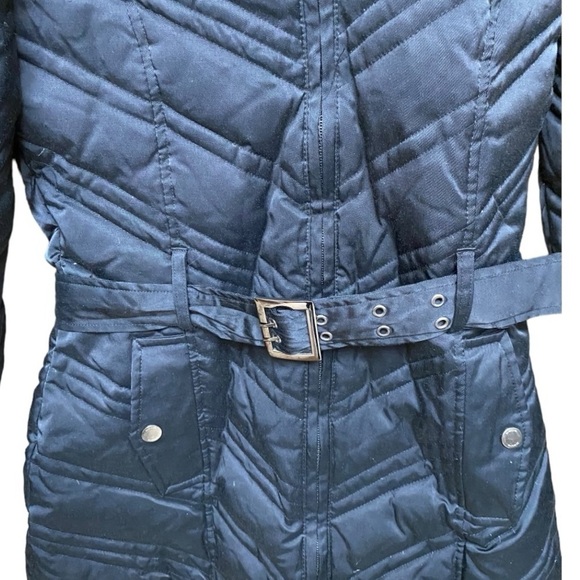 Bebe Black Rabbit Fur Trim with Blended Down Feather Jacket I Size: S - Picture 10 of 12